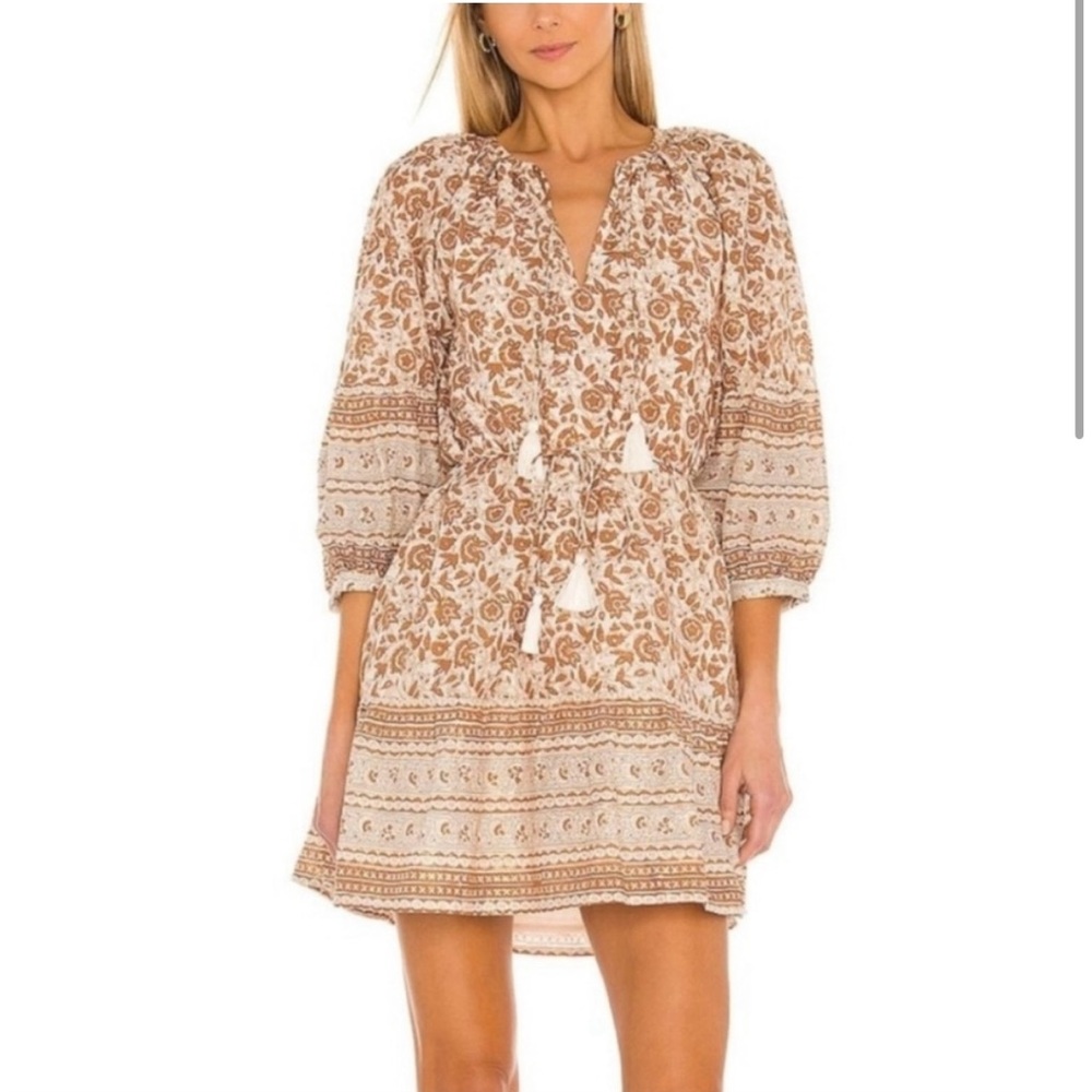 Cleobella Floral Dress in Brown and Cream